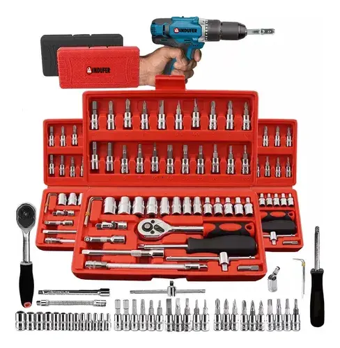 Kit Chave Catraca Soquete 46 Peças Indufer Cromo Vanádio